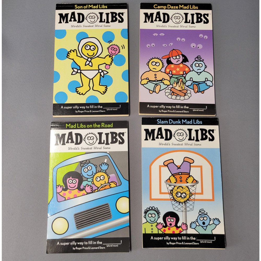 Mad Libs Bundle of 4 Books Slam Dunk Camp Daze On the Road Son Of Paperback Game